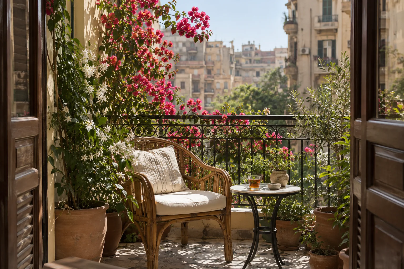 بلكونة مصرية بالياسمين والجهنمية